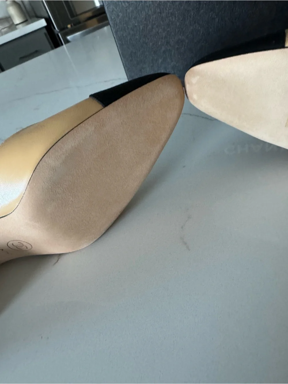 Brand New CHANEL Two-Tone Slingback Pumps in Beige and Black
